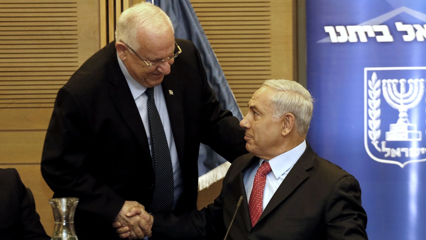 Israeli PM Benjamin Netanyahu, right, is shown with President Reuven Rivlin at the Knesset in June 2014.