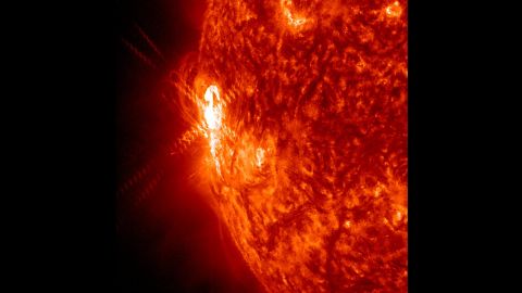A large active region is giving off warning signs that this could be the source of powerful solar storms. It shot off two smaller flares (January 2, 2014) as shown here in a wavelength of extreme ultraviolet light. 