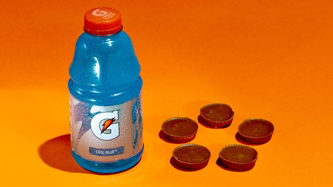 This 32-ounce Gatorade bottle has 56 grams of sugar, the same that can be found in approximately five Reese's Peanut Butter Cups.