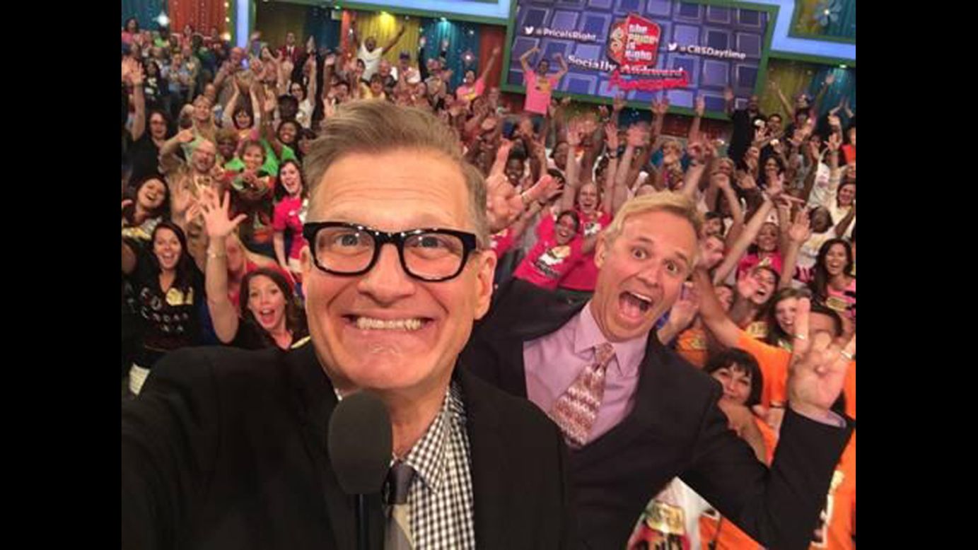 People magazine <a href="https://twitter.com/peoplemag/status/474574117148975106/photo/1" target="_blank" target="_blank">tweeted this picture</a> of "The Price Is Right" audience behind host Drew Carey, left, and announcer George Gray on Thursday, June 5. "It's #SociallyAwesomeWeek on @PriceIsRight. You picked where @DrewFromTV took a #selfie - here it is!"