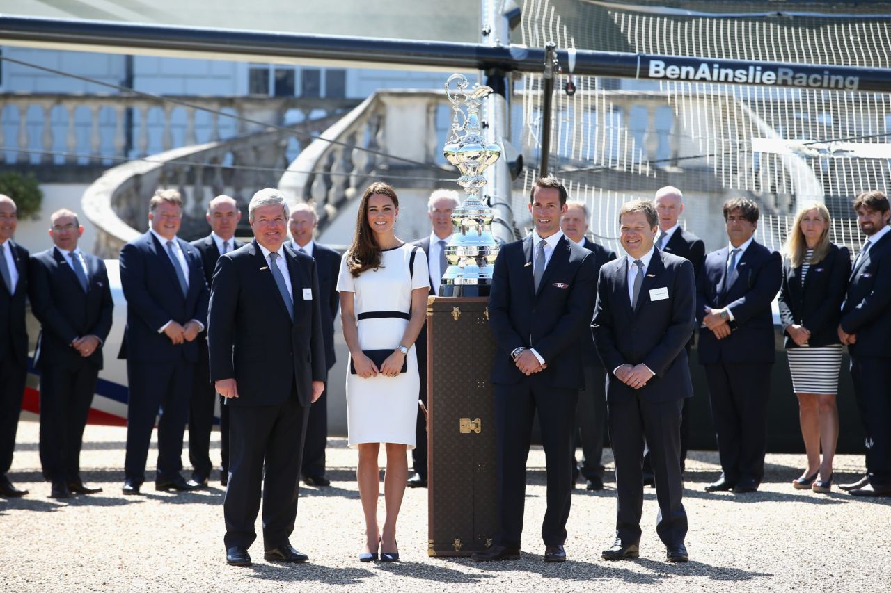 Are these the people to bring the America's Cup back to Britain for the first time in history? The Duchess of Cambridge, Kate Middleton, helped launch Britain's £80 million ($134 million) challenge, beside sailing star Ben Ainslie (center right).