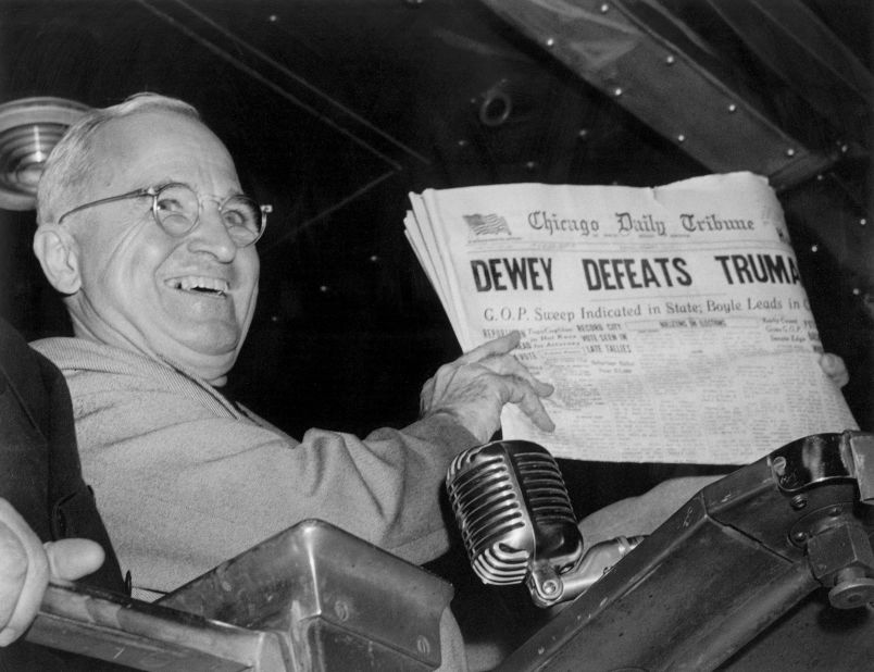 Dave Brat's upset primary victory over House Majority Leader Eric Cantor in Virginia joins a long list of political table turning at the polls. The most famous was in 1948 when Democratic President Harry Truman won the election <br />over Republican Thomas Dewey. The Chicago Daily Tribune initially called the race for the New York governor. Click for more political upsets.