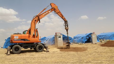 Construction begins on refugee camps in Erbil on June 11.