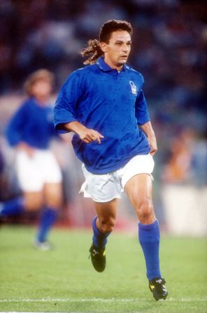 Roberto Baggio's Jedi-inspired style gave rise to arguably the greatest nickname in sport. "The Divine Ponytail" dazzled on his World Cup debut in 1990, scoring the goal of the tournament in Italy's group stage win over Czechoslovakia before going on to score five times at USA '94. But he will always be remembered for missing his spot kick in Italy's penalty shootout defeat to Brazil in the final, leaving "Il Divin' Codino" feeling less than divine.