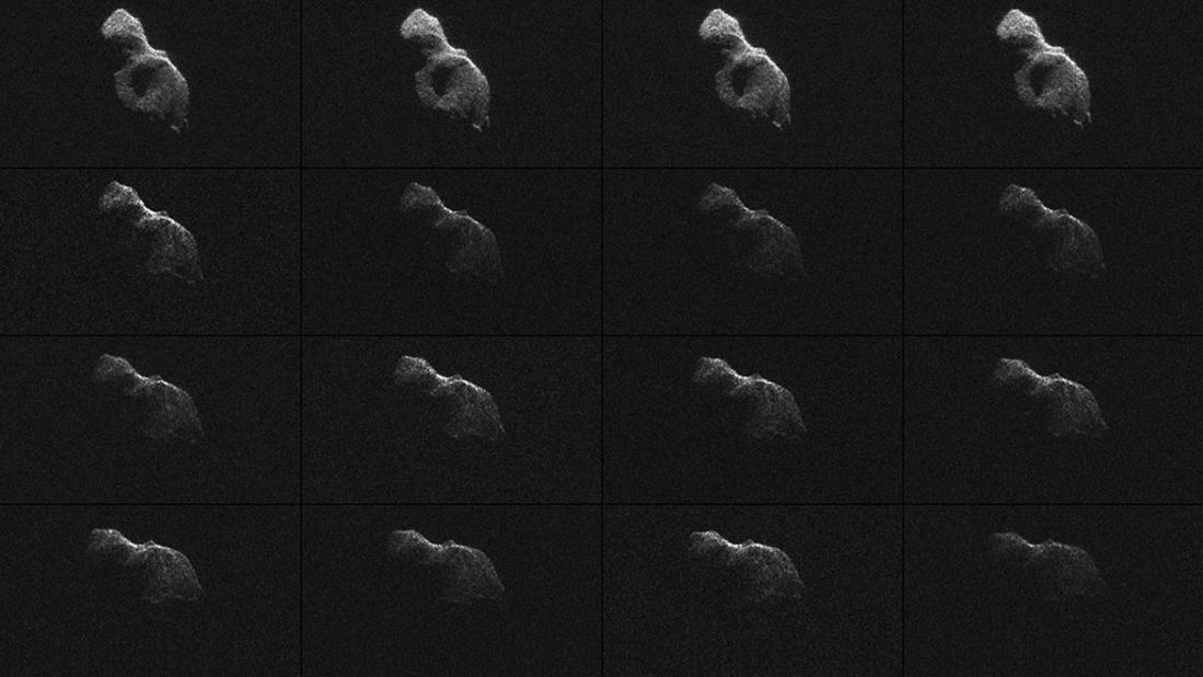 NASA scientists used Earth-based radar to produce these sharp views of the asteroid designated<a href="http://www.nasa.gov/jpl/asteroid/giant-telescopes-pair-up-to-image-near-earth-asteroid/index.html#.U5nrgii4SEK" target="_blank" target="_blank"> "2014 HQ124"</a> on June 8, 2014. NASA called the images "most detailed radar images of a near-Earth asteroid ever obtained."