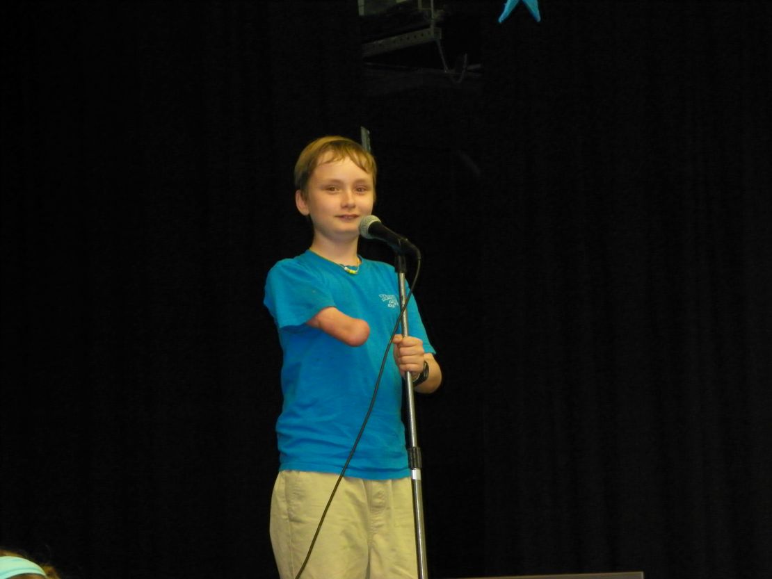 The author's son Wyatt takes the stage.