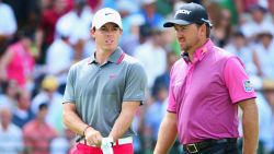 PINEHURST, NC - JUNE 12: (L-R) Rory McIlroy of Northern Ireland and Graeme McDowell of Northern Ireland walk onto the 13th tee during the first round of the 114th U.S. Open at Pinehurst Resort & Country Club, Course No. 2 on June 12, 2014 in Pinehurst, North Carolina. (Photo by Andrew Redington/Getty Images)