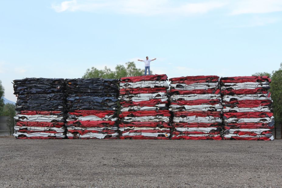 Talk about patriotism, <a href="http://ireport.cnn.com/docs/DOC-999591">Razmik Nazaryan</a> made this colossal American flag with 108 crushed cars. The artist works in auto recycling and was inspired to create his masterpiece in July 2013.