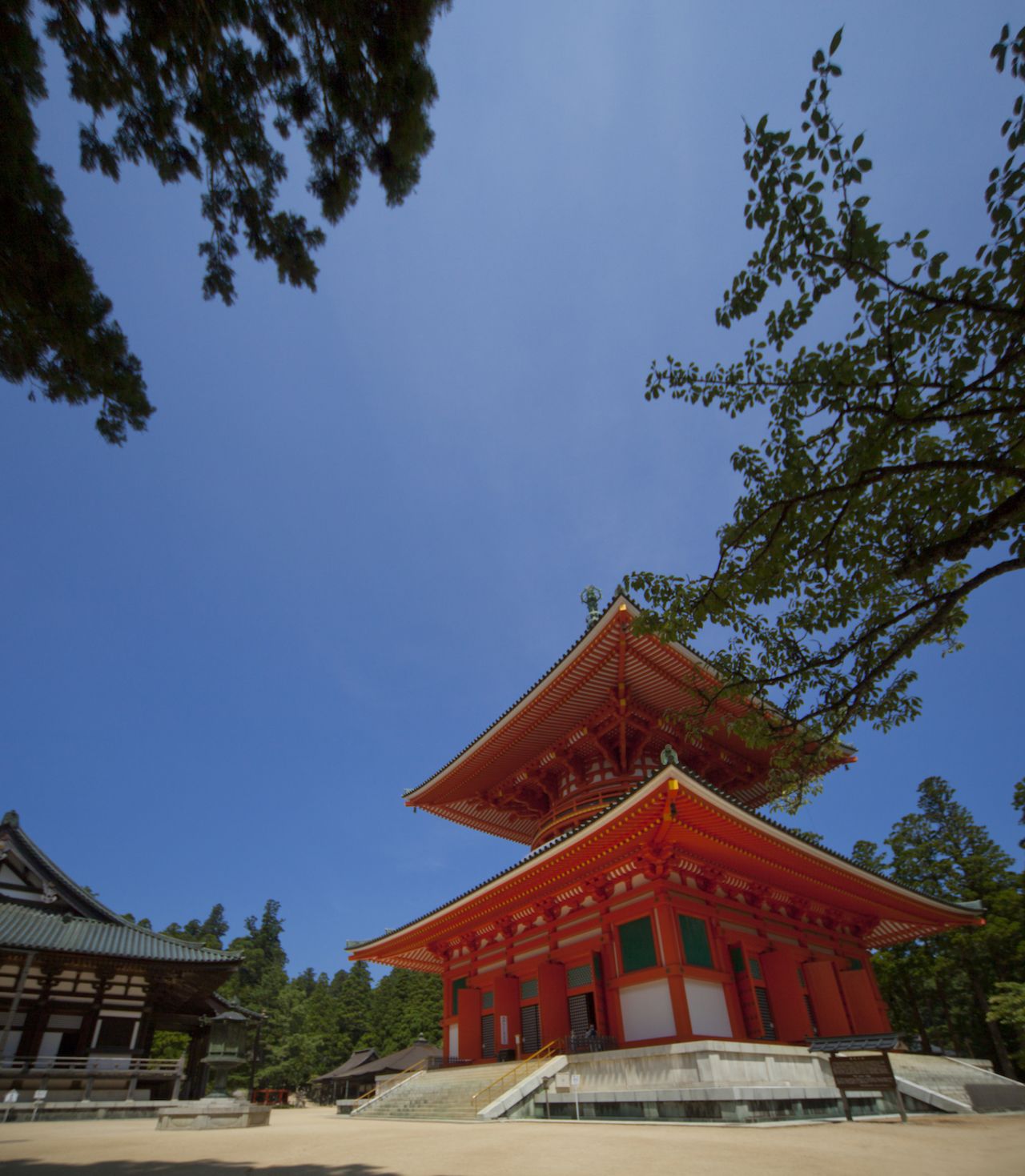 Danjo Garan, one of Koyasan's holiest sites, is made up of 20 different structures, from pagodas to Shinto torii gates. 