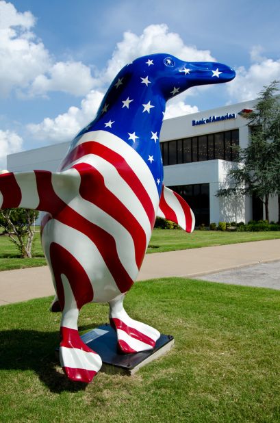 In celebration of America's independence, we ventured to find out the most unusual places you've spotted the American flag. <a href="http://ireport.cnn.com/docs/DOC-1142968">Robert Watt </a>kicks this gallery off with a photo of a patriotic penguin installation in Tulsa, Oklahoma. The art project was created to celebrate the 75th anniversary of the Tulsa Zoo and raise money for its penguin exhibit in 2012.