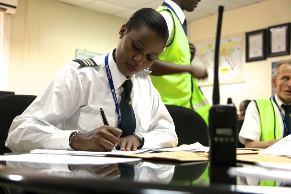 Being a pilot isn't just sitting in the cockpit, explains Mbabazi. "Basically you need to know your crew: who you are flying with, and the weather, from your departure, your arrival and your alternate, if the weather in your destination is not good, so you need the alternate as well." And that's before you even get onto the aircraft...