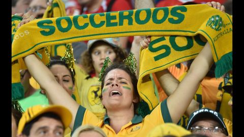 Australia fans cheer for their team during the game. 