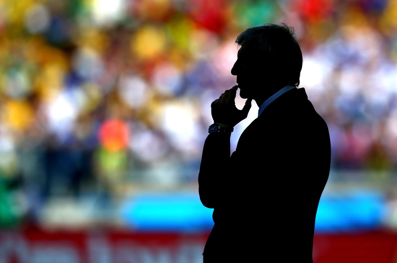 Colombia coach Jose Pekerman looks on during the Group C match. 