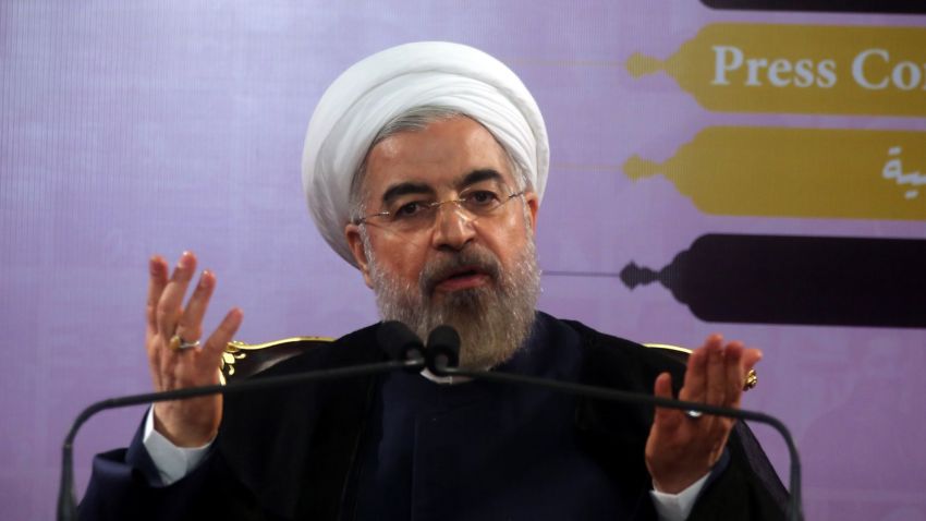 Iranian President Hassan Rouhani speaks during a press conference in the capital Tehran on June 14, 2014.