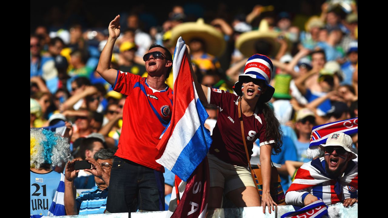 Costa Rica fans cheer ahead of the match. 