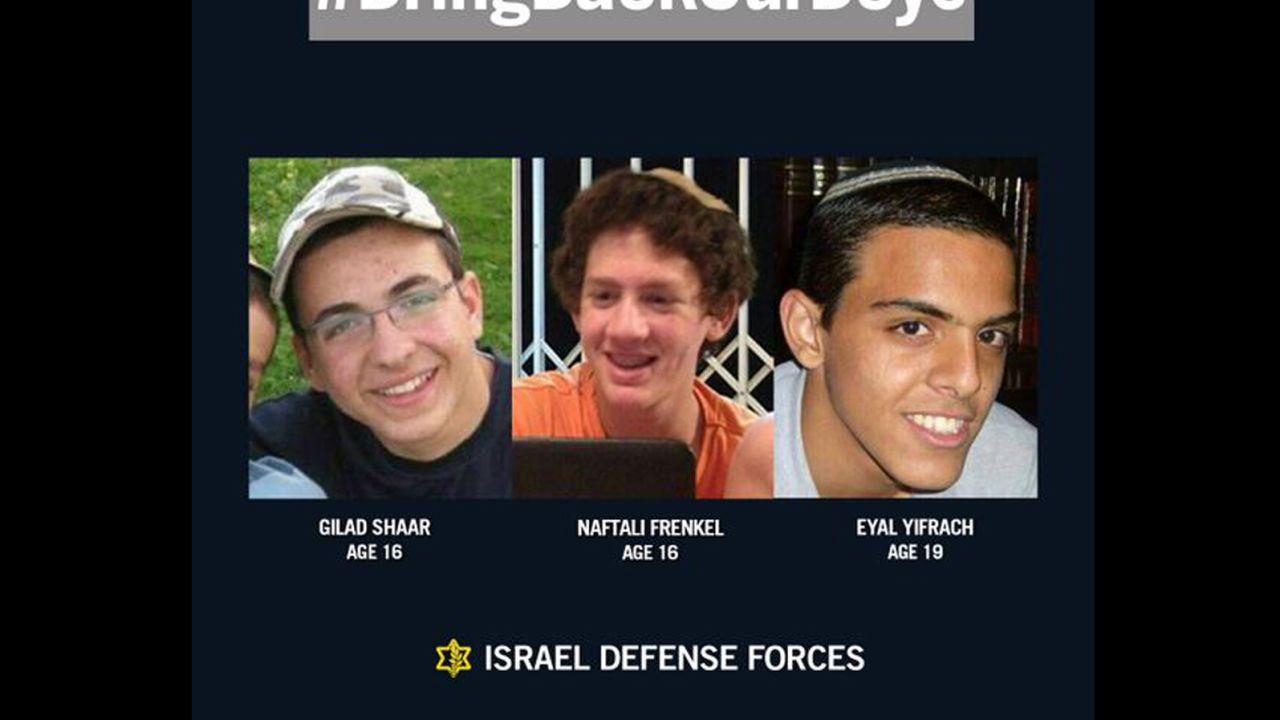 The slain Israeli teens, from left, are Gilad Shaar, Naftali Frenkel and Eyal Yifrach. 