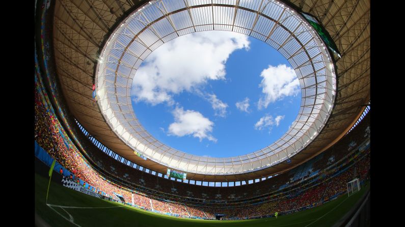 A wide shot of the stadium is seen ahead of the game. 