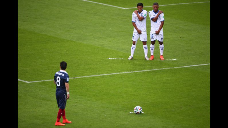 Mathieu Valbuena of France prepares to take a free kick.