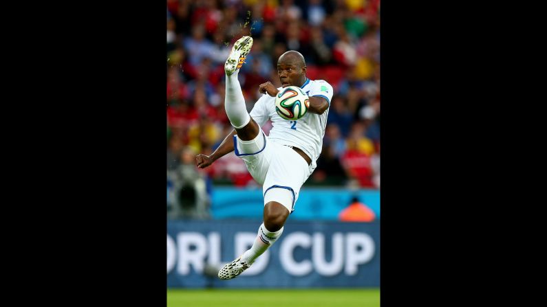 Osman Chavez of Honduras attempts to clear the ball. 