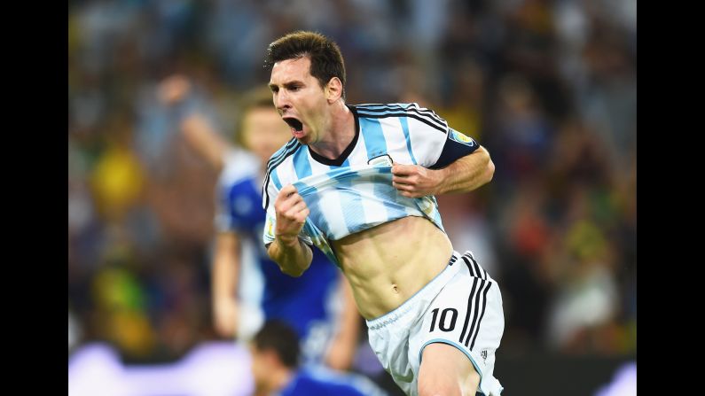 Argentina captain Lionel Messi celebrates after scoring his team's second goal against Bosnia-Herzegovina in the World Cup Group F match at the Maracana Stadium in Rio de Janeiro on June 15. Today is the fourth day of the tournament, which is being held in 12 cities across Brazil. <a  target="_blank">See yesterday's best photos</a>.