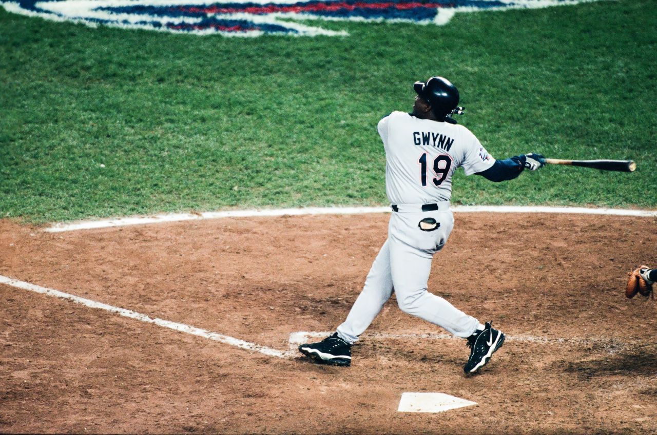 Gwynn bats during Game 1 of the 1998 World Series. Although the Padres lost the Series to the New York Yankees that year, Gwynn <a href="http://mlb.mlb.com/news/article.jsp?ymd=20101117&content_id=16128170&vkey=&c_id=mlb" target="_blank" target="_blank">told the MLB Network</a> that his opening game home run was "the highlight of my career."