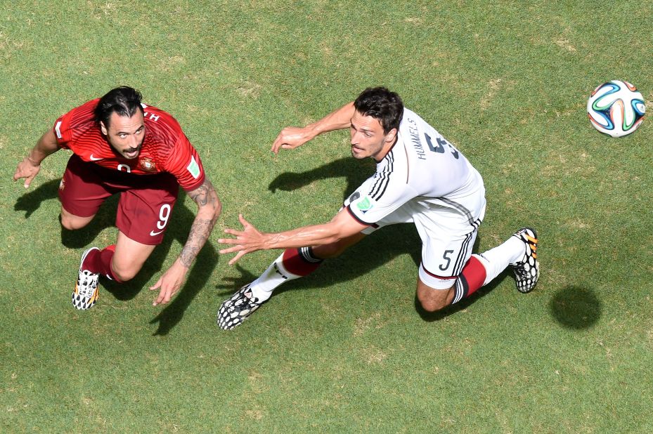 Hummels, right, is challenged by Portugal forward Hugo Almeida. 