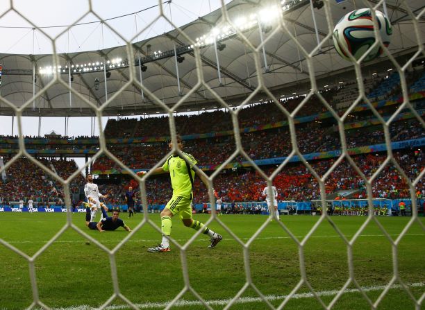 Van Persie's header began an embarrassing night for Spain's captain and goalkeeper Iker Casillas, who was at fault for two goals.