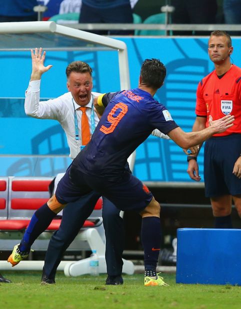 Van Persie's goal certainly seemed to meet the approval of Dutch coach Louis van Gaal, judging by his celebration.