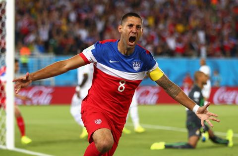 Clint Dempsey of the United States reacts after scoring in the first minute of the Ghana match.