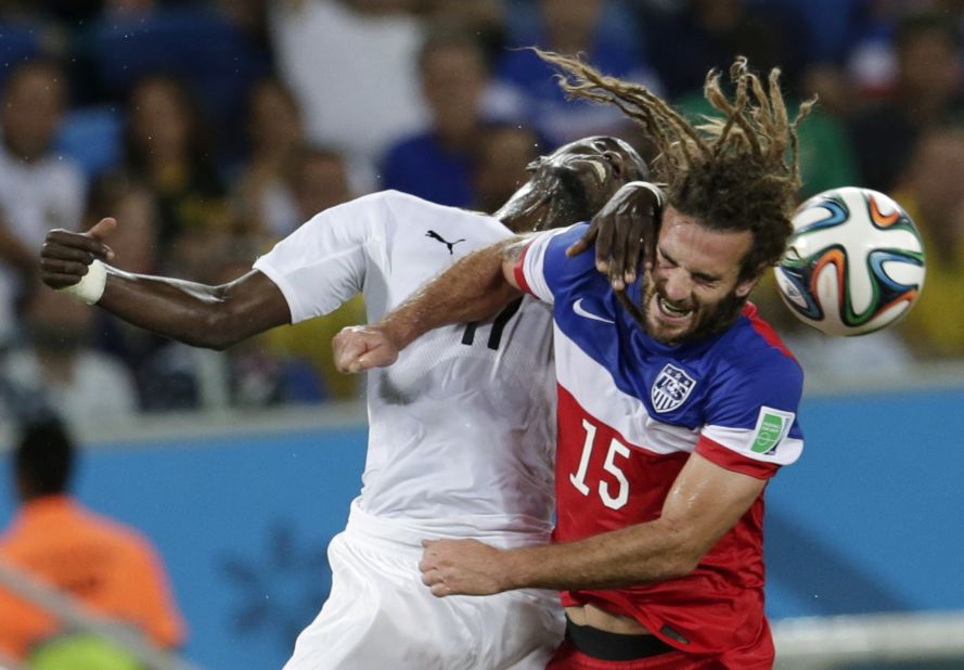 Ghana's Mohammed Rabiu collides with Beckerman in the first half.