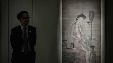 Chinese erotic artwork at a Sotheby's exhibition recently held in Hong Kong.