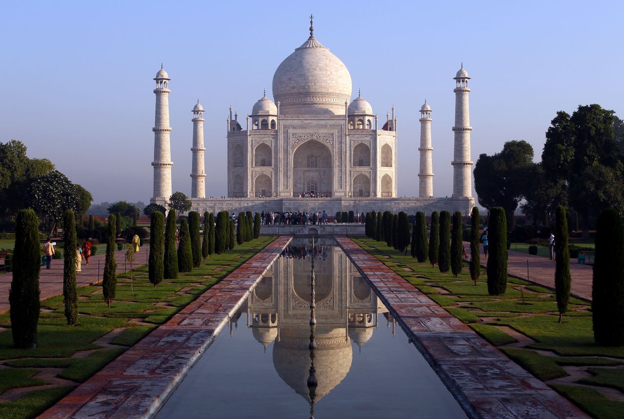 India's most iconic landmark, the Taj Mahal is a white marble mausoleum built by a Mughal emperor in honor of one of his wives. 