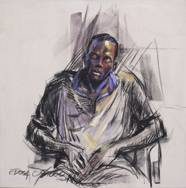 From working as a set painter during his school years, to national service, Ogiogu's experiences can be read in his paint strokes. "I did my first industrial attachment as an illustrator and a visualizer at the Nigerian Television Authority Benin," he says.<br /><br />"I was asked to paint sets, mostly street scenes and houses. But the technology was not that developed. I had to paint a series of scenes for the camera to pan through to make an animation. We had to do some mysterious things to make certain illusions for the audience." <em>(Pictured:</em> "<em>Time for Everything")</em>