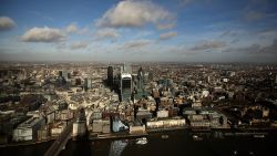 LONDON, ENGLAND - JANUARY 27: Commercial buildings including The Walkie Talkie, The "Cheesegrater" and the "Pinnacle" from the skyline of the City of London, seen from the View from The Shard on January 27, 2014 in London, England. A study has found that one in three 22-30 year olds are leaving their hometowns to move to the capital, which creates ten times as many private sector jobs as any other city.