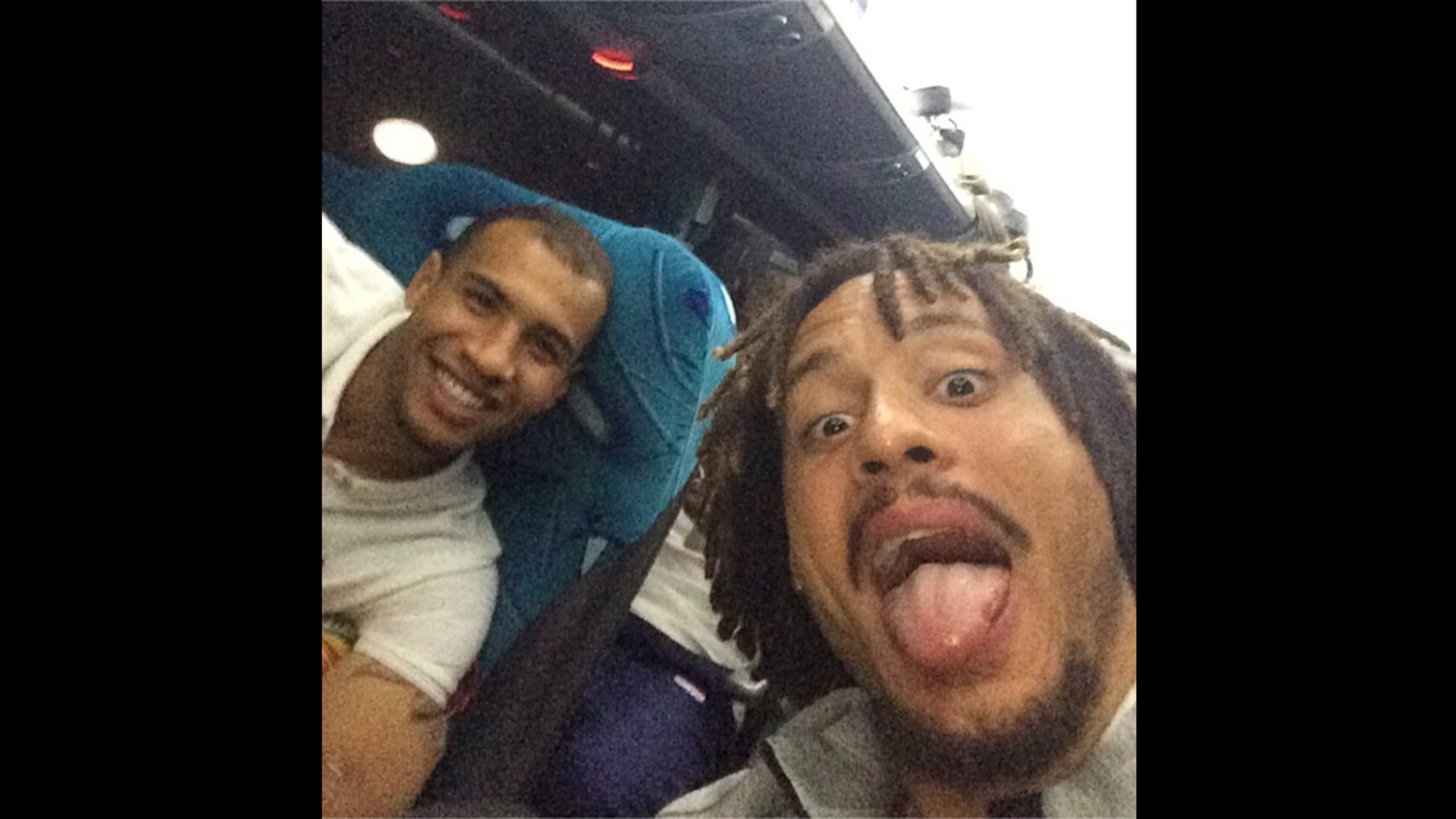 Jermaine Jones, a midfielder on the United States national soccer team, posted this selfie to <a href="http://instagram.com/p/pVAx_0KGWO/" target="_blank" target="_blank">his Instagram account</a> Monday, June 16, hours after the United States won its World Cup opener against Ghana. Jones, right, is joined in the photo by John Brooks, who scored the winning goal in the last few minutes of the match.