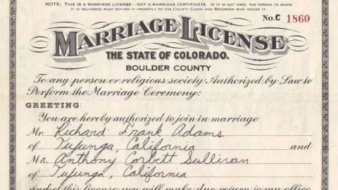 Clerk Clela Rorex issued Adams and Sullivan a marriage license. It was never rescinded.