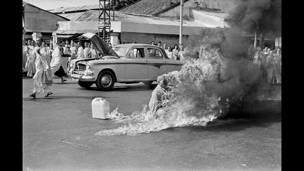 In June 1963, photographer Malcolm Browne showed the world a shocking display of protest. A Buddhist monk named Thich Quang Duc burned himself to death on a street in Saigon to protest alleged persecution of Buddhists by the South Vietnamese government. The image won Browne the World Press Photo of the Year.