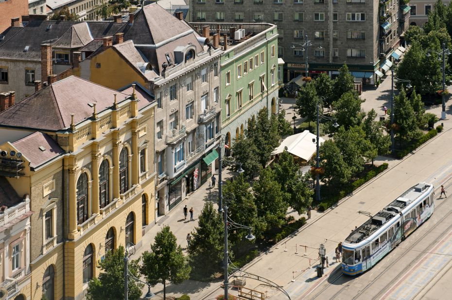 The city's eclectic architectural style is best appreciated from on high. The variety is a result of frequent blazes -- and subsequent new construction -- that led Debrecen to form one of Europe's first-ever fire brigades.