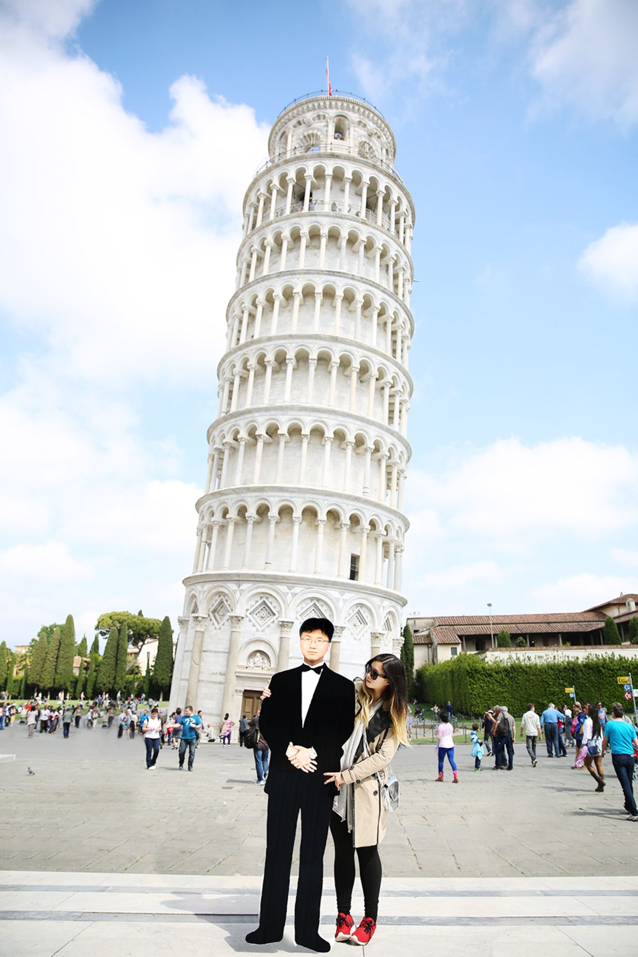 Yang says her father was a PGA-certified pro golfer, but couldn't go on tour because he had to raise her and her brother. The Leaning Tower of Pisa made a backdrop for one the duo's memorable photos. 