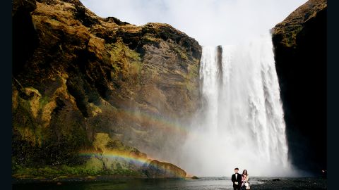 Skogafoss Waterfall in Iceland was one of many dramatic stops for the dad-daughter duo.