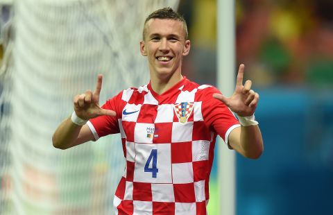 Croatia's Ivan Perisic celebrates after scoring against Cameroon.