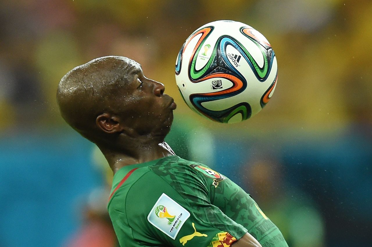 Cameroon's Stephane Mbia controls the ball.