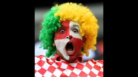 A Croatia fan enjoys the atmosphere.