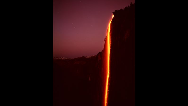 Hot embers are dumped over the edge of Glacier Point, creating what was called the <a href="index.php?page=&url=http%3A%2F%2Fwww.nps.gov%2Ffire%2Fstructural-fire%2Fconnect%2Fstories%2Fglacier-point-hotel.cfm" target="_blank" target="_blank">Yosemite Firefall</a>. The nightly summertime spectacle started in the 1870s and was permanently canceled in 1969.