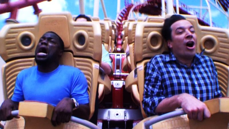 Kevin Hart conquers coaster fear kinda