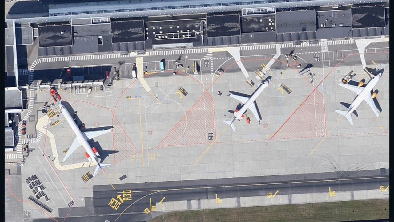 An aerial view of Copenhagen Airport.