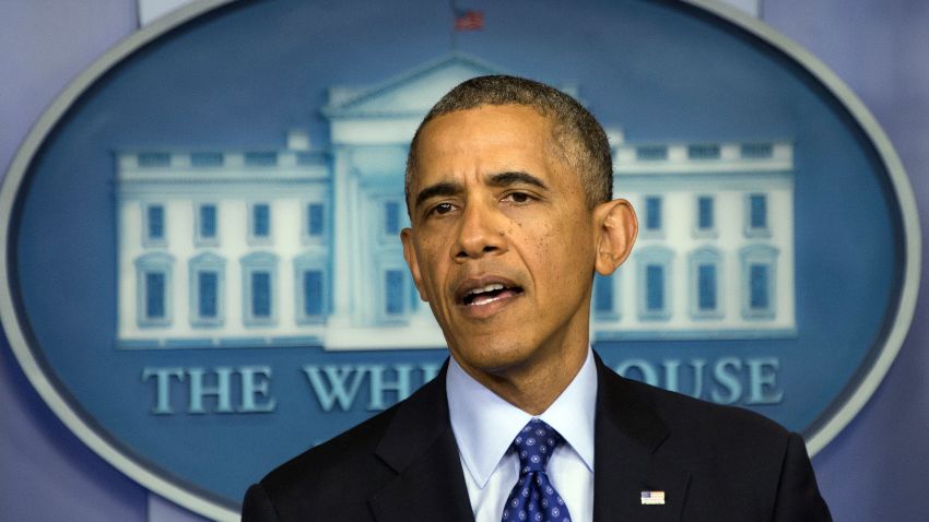US President Barack Obama makes a statement on Iraq from the press briefing room at the White House in Washington, DC, June 19, 2014. The US is prepared to take 'targeted' 'precise' military action in Iraq.
AFP PHOTO / Jim WATSON (Photo credit should read JIM WATSON/AFP/Getty Images)