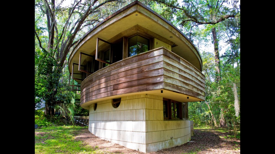 Florida's only private residence designed by Frank Lloyd Wright, Spring House in Tallahassee was constructed in 1954.  Weathered over time, its "hemicycle" design is one of the few that have survived.