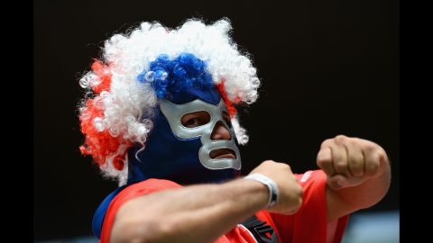  A Costa Rica fan poses during the match. 