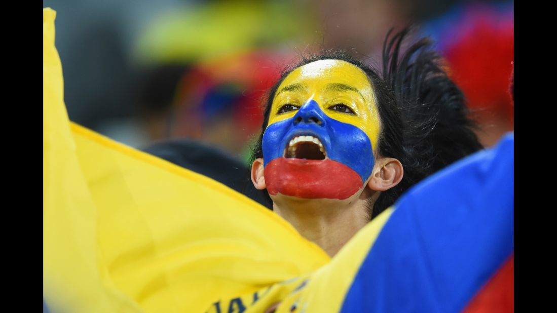  An Ecuador fan enjoys the atmosphere during the match.